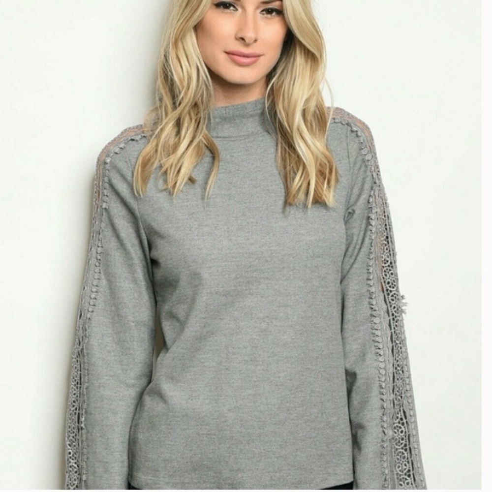 Mock Neck Lace SleevesTop